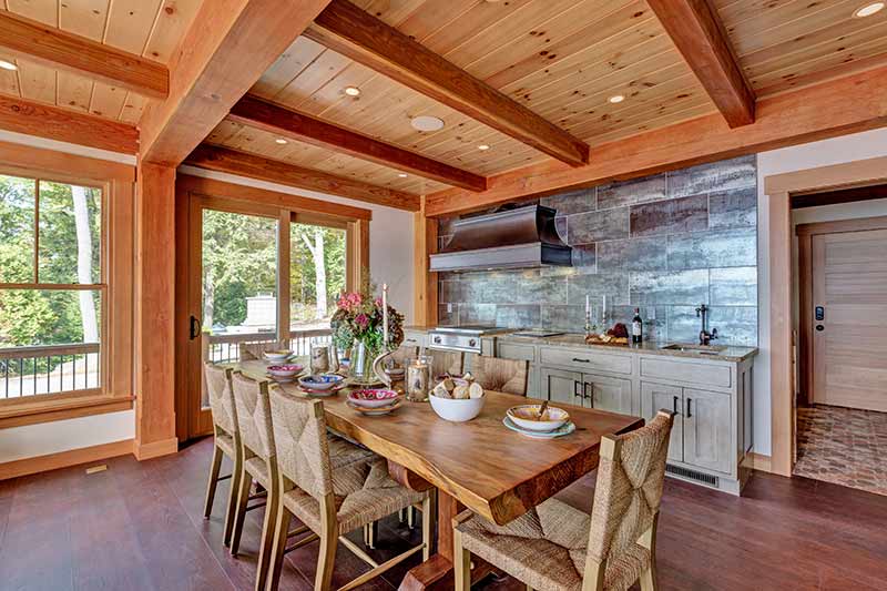 timber frame dining room