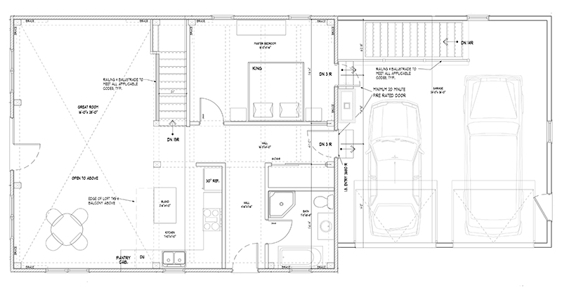 Craftsman Timber Frame  One  Story  Floor Plan  with Loft