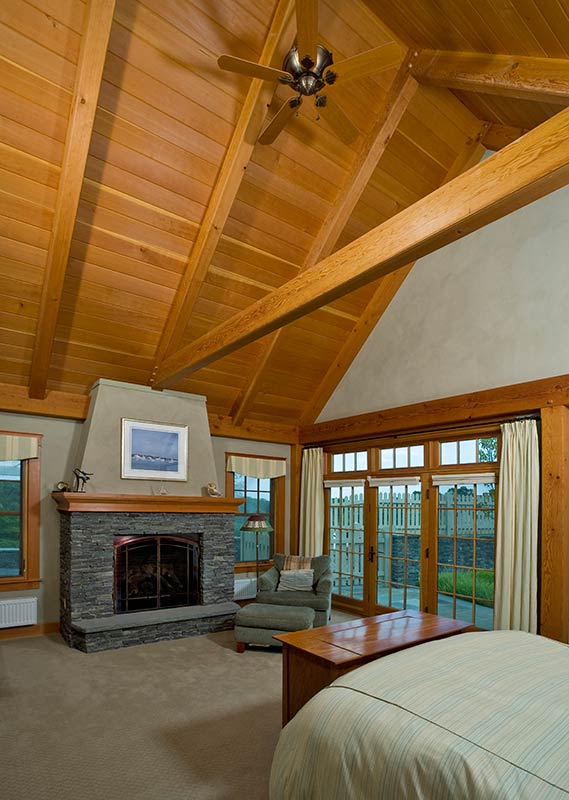 timber frame master bedroom