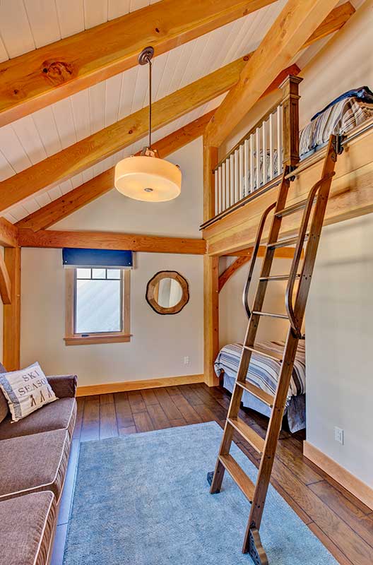 timber frame bedroom with loft