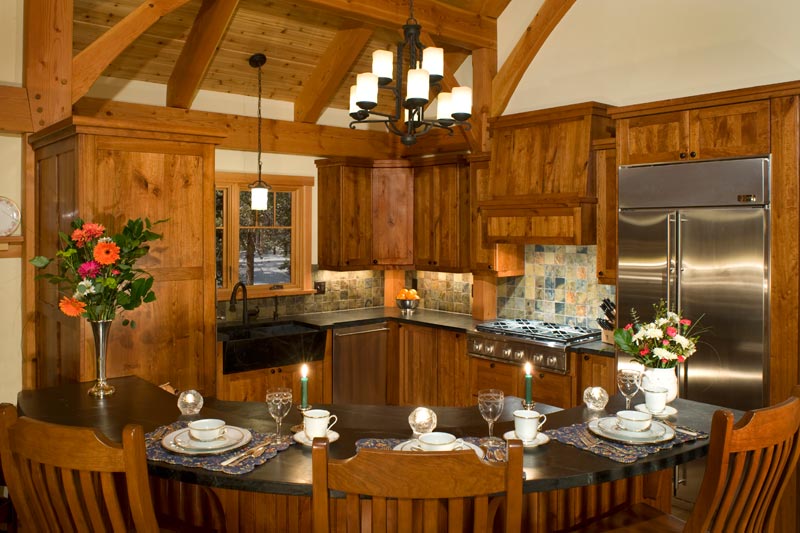 colorado timber frame kitchen