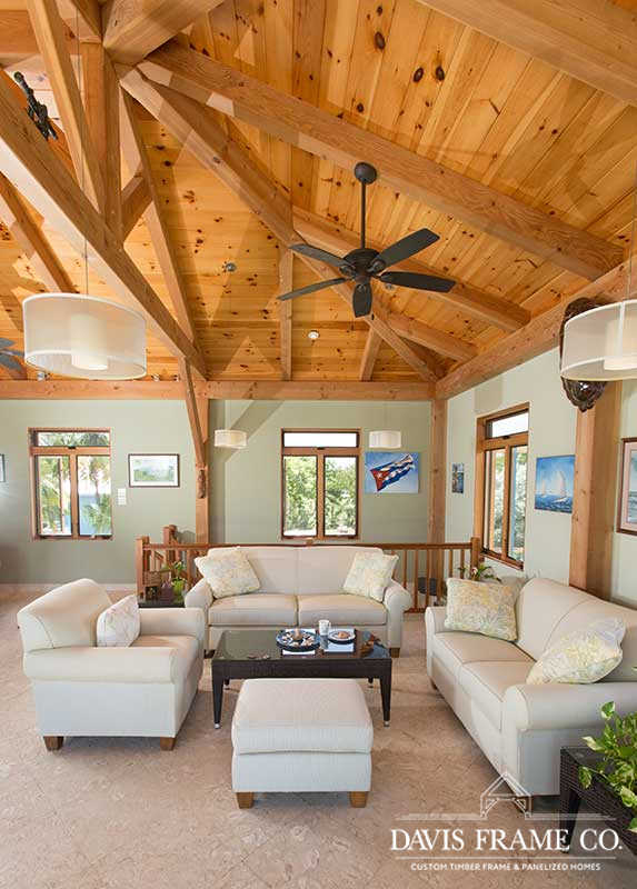 Grand Cayman timber frame great room
