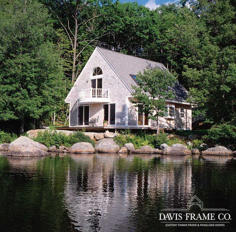 Small lakeside timber frame home