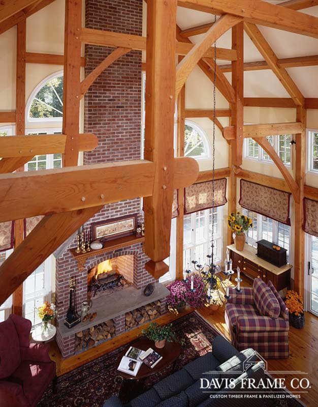 Classic colonial timber frame great room 