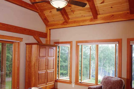 Cathedral timber frame bedroom 