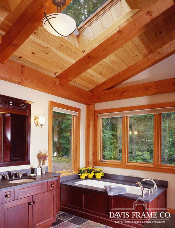 Vermont timber frame home bathroom 