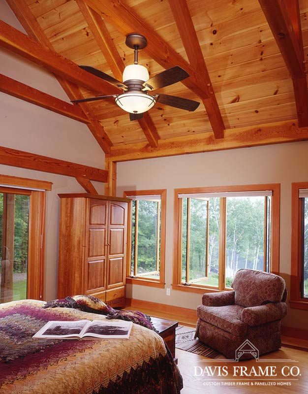 Vermont timber frame home bedroom 