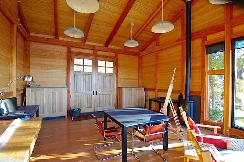 modern timber frame studio in vermont
