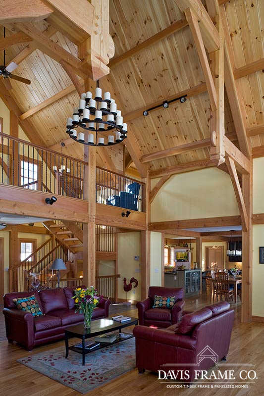 Lake Mascoma Timber Frame Home  great room 