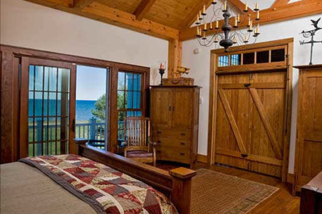 Lake Ontario timber frame bedroom 