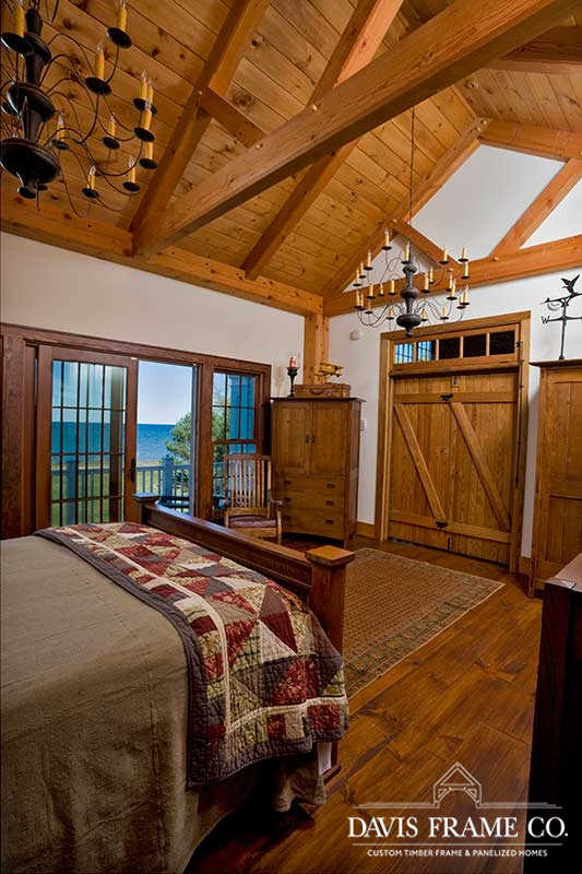 Lake Ontario timber frame bedroom 