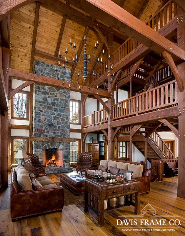 Lake Ontario Timber Frame Home great room 