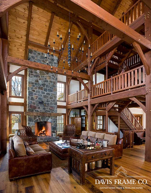 Lake Ontario Timber Frame Home great room