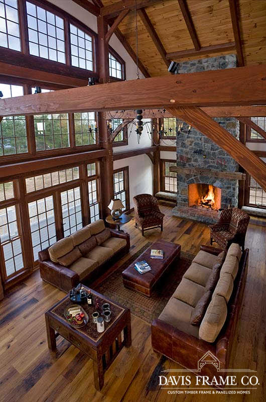 Lake Ontario Timber Frame Home great room 