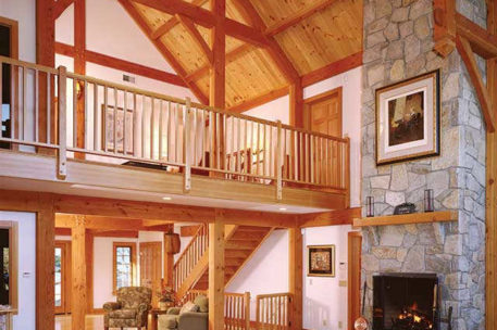 Rustic timber frame great room 