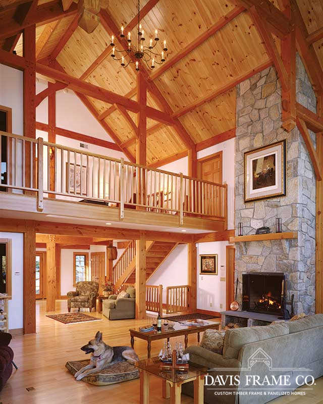 Rustic timber frame great room 