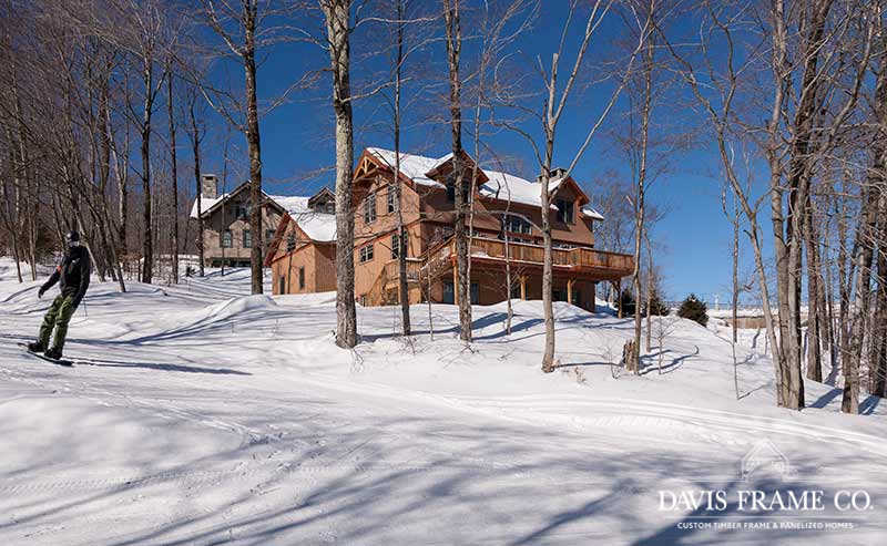 Slopeside timber frame home in Stratton Vermont 