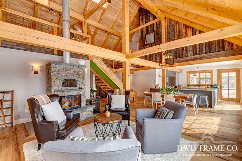 Southern Vermont mountain timber frame home 