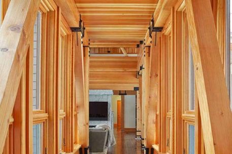 Stowe Vermont modern timber frame ski house 