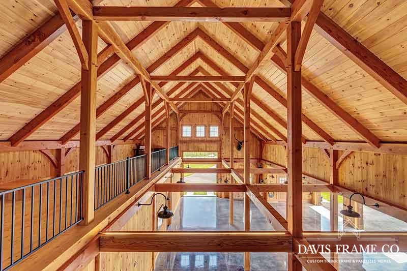 View of timber frame barn from the loft