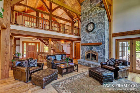 Vermont timber frame great room 