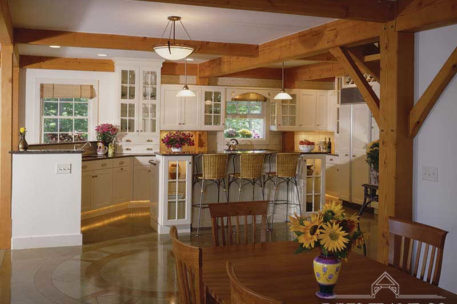Lakeside timber frame kitchen 
