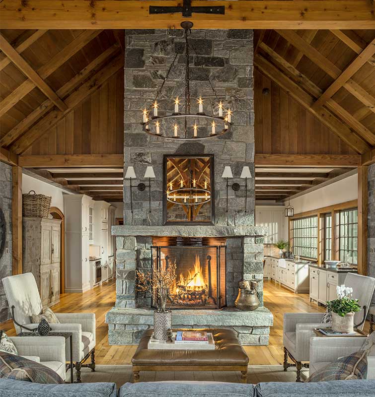 Stratton Vermont timber frame great room 