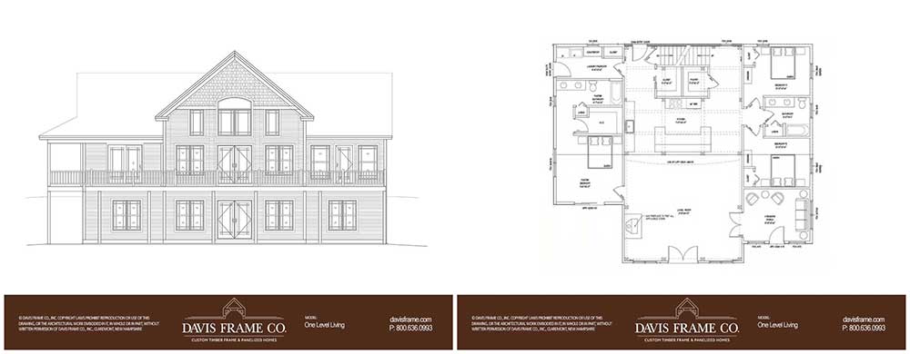 one level hybrid timber frame home floor plan